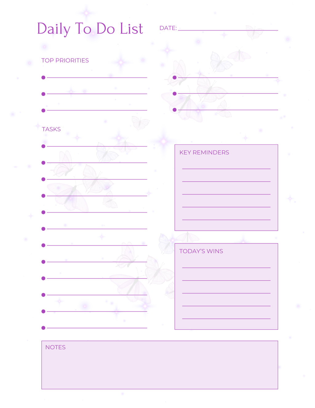 Lavender Minimalist Daily Planner Printable Bundle | To Do List Designs