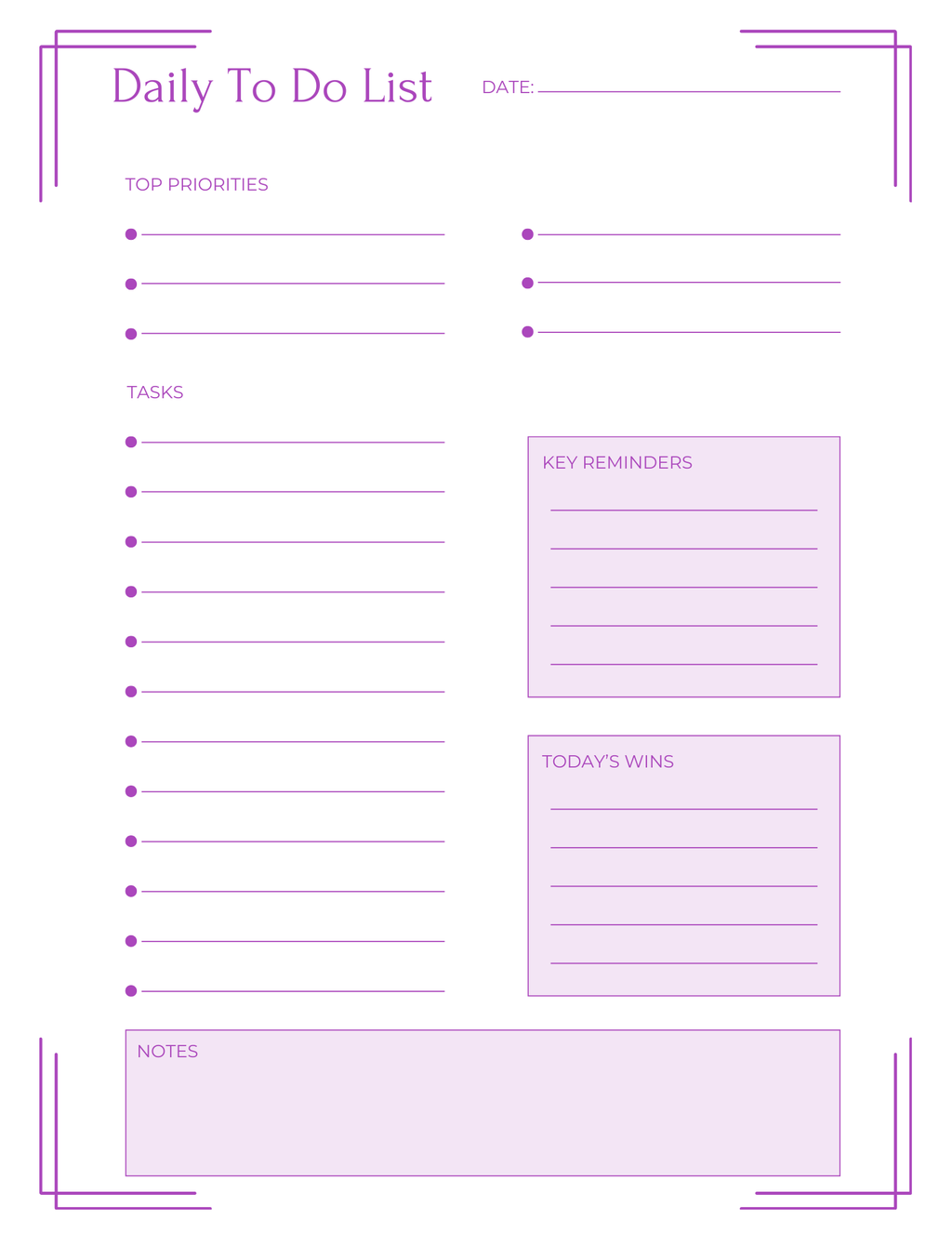 Lavender Minimalist Daily Planner Printable Bundle | To Do List Designs