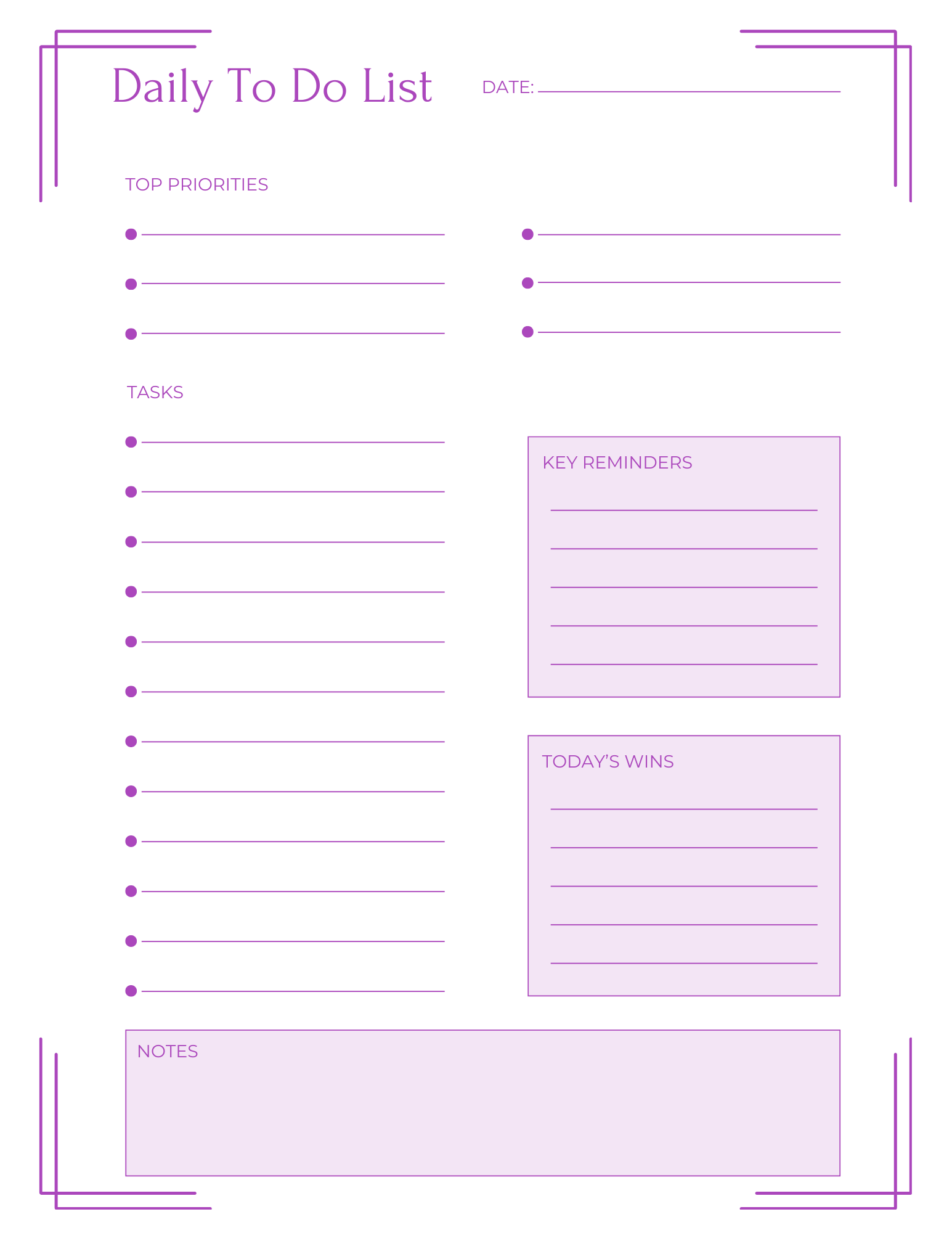 Lavender Minimalist Daily Planner Printable Bundle | To Do List Designs
