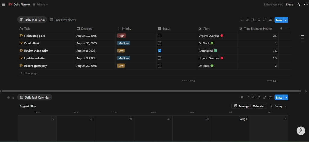 Notion Daily Planner Template – Habit Tracker, Digital Dashboard (Digital Download)