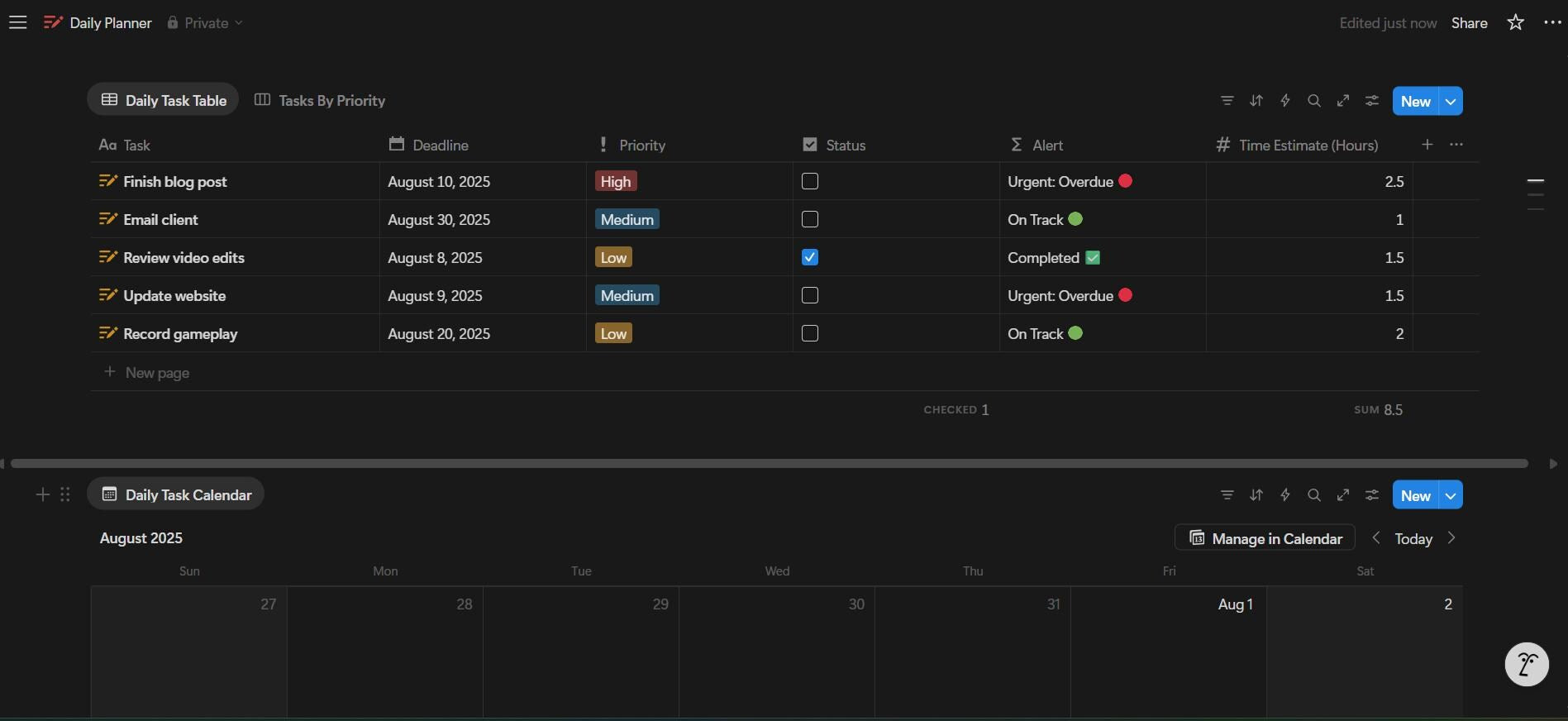 Notion Daily Planner Template – Habit Tracker, Digital Dashboard (Digital Download)