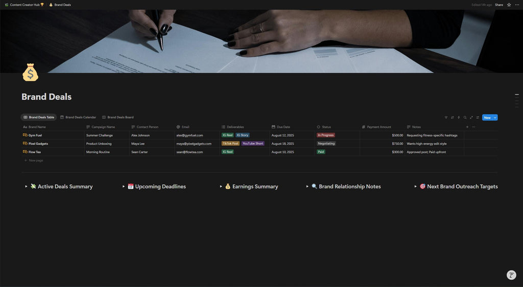 Notion Content Creator Hub Template | Social Media Planner