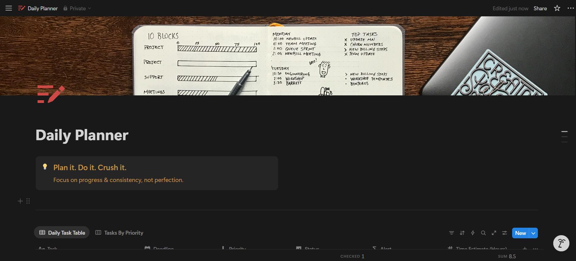 Notion Daily Planner Template – Habit Tracker, Digital Dashboard (Digital Download)