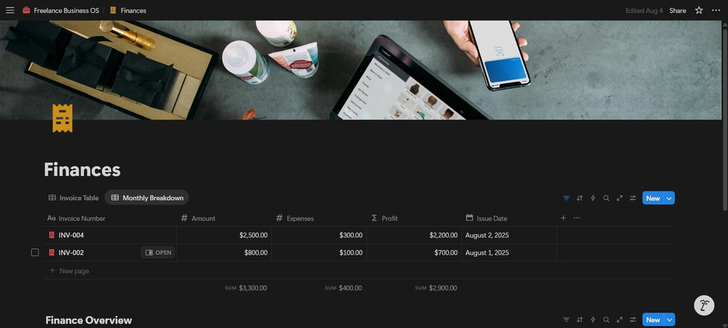 Freelance Business OS | Notion Template for Client Management, Project Tracking, Finances & Productivity | All-in-One Workspace
