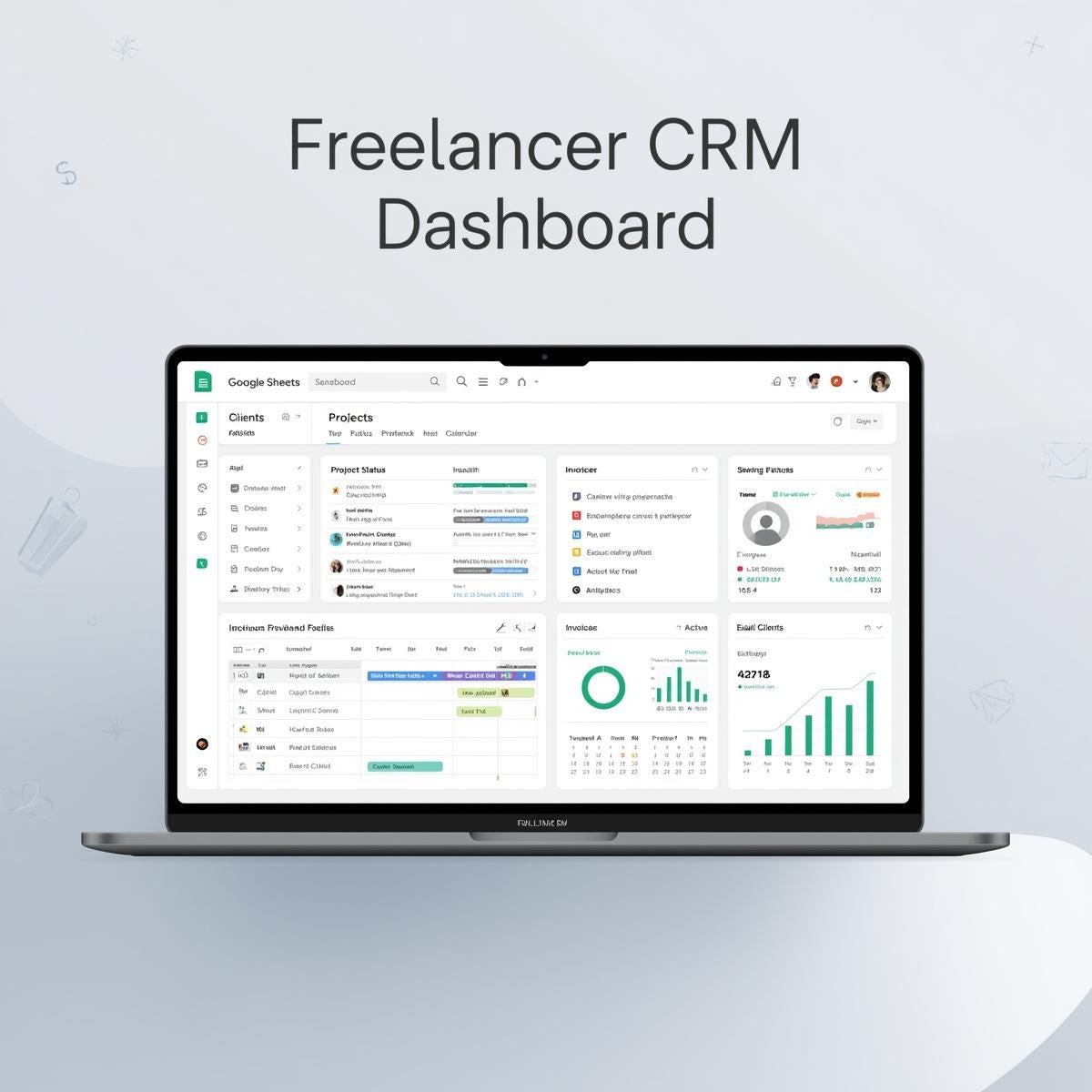 Freelancer CRM Google Sheets Template 2026 | Invoices, Emails, Calendar & Dashboard