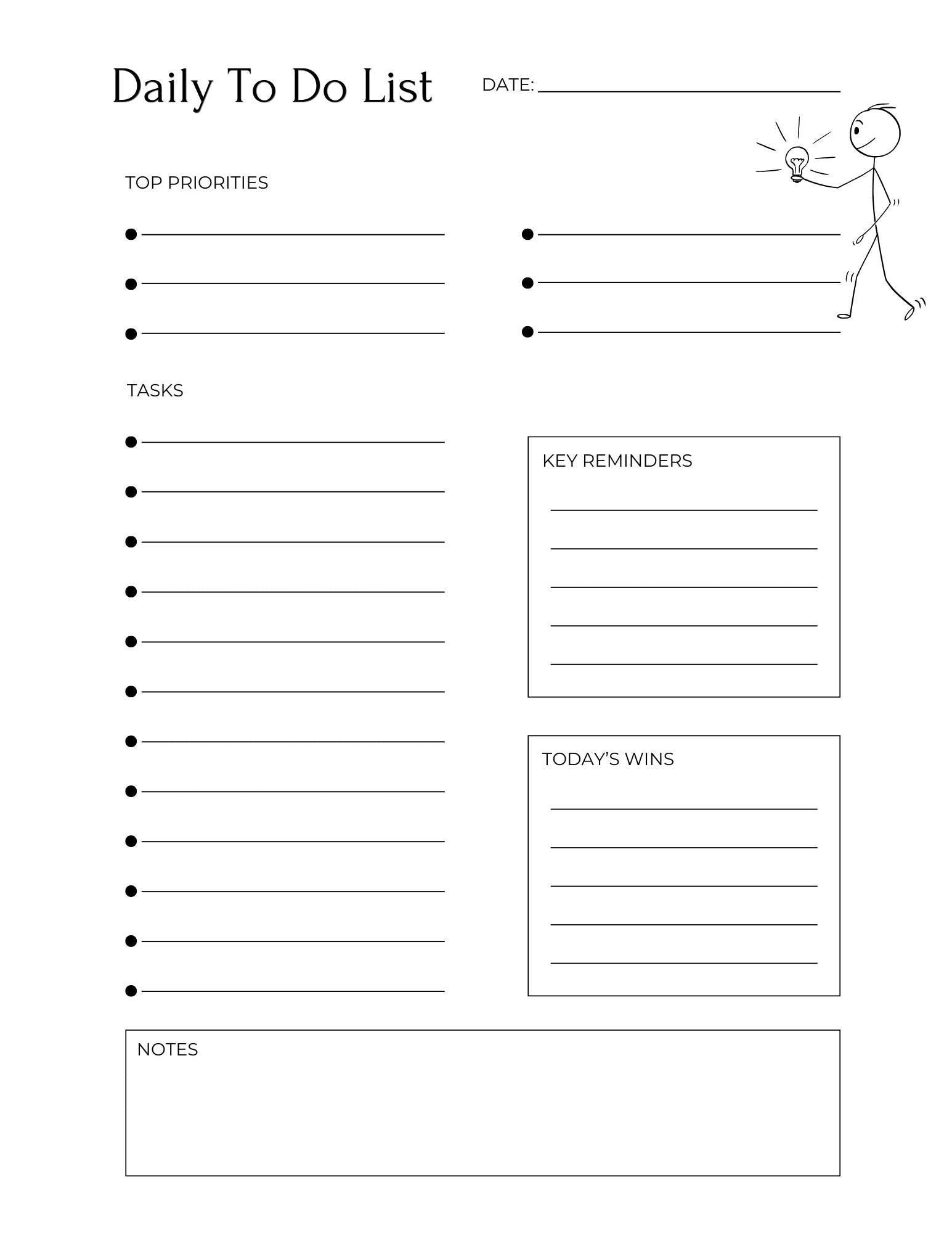Black Minimalist Daily Planner Printable Bundle | To Do List Designs