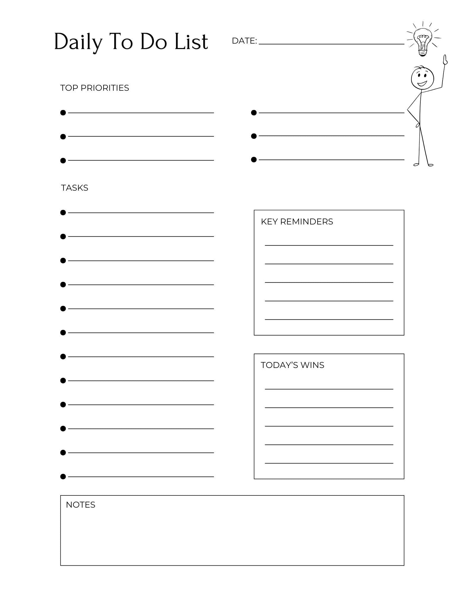 Black Minimalist Daily Planner Printable Bundle | To Do List Designs