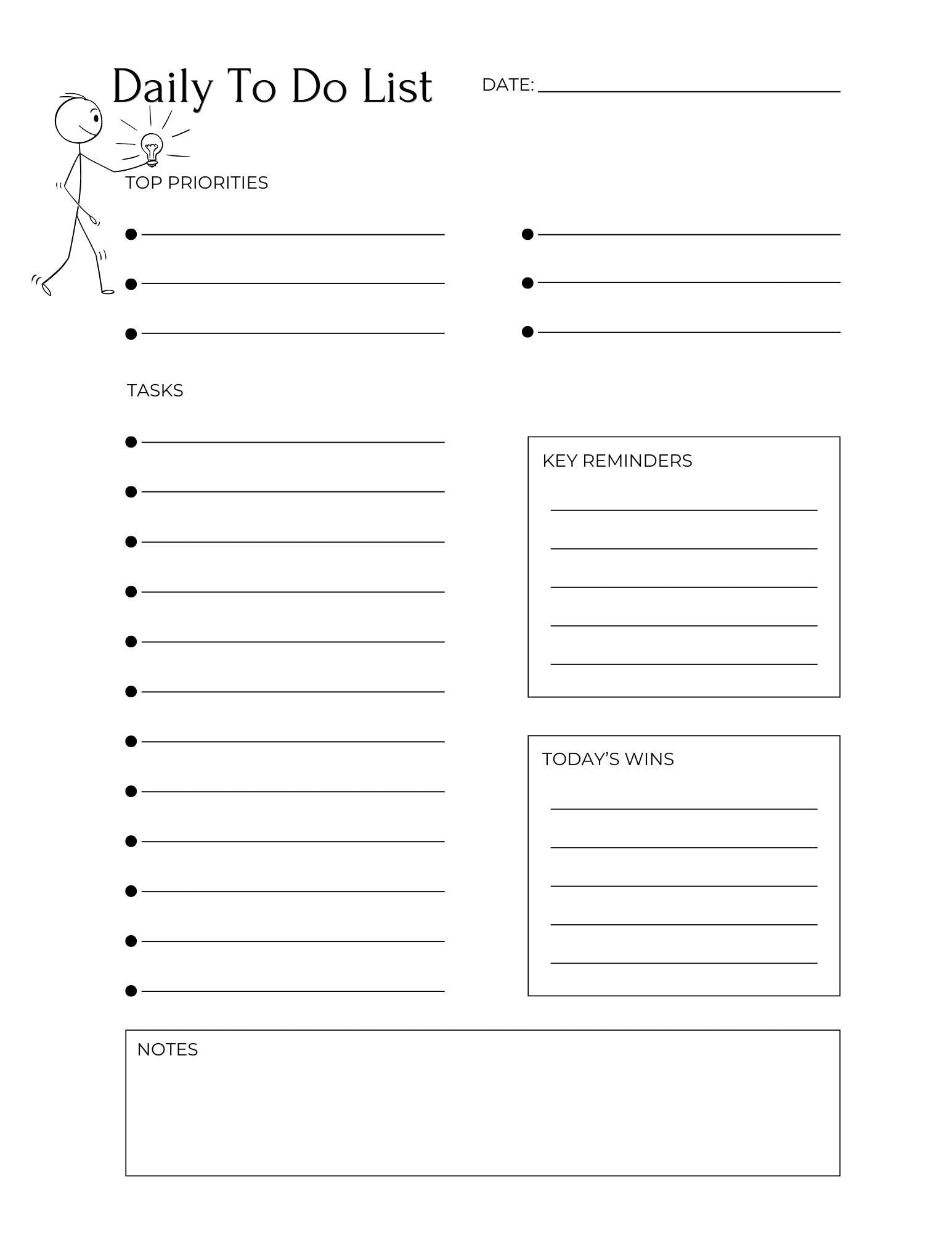 Black Minimalist Daily Planner Printable Bundle | To Do List Designs