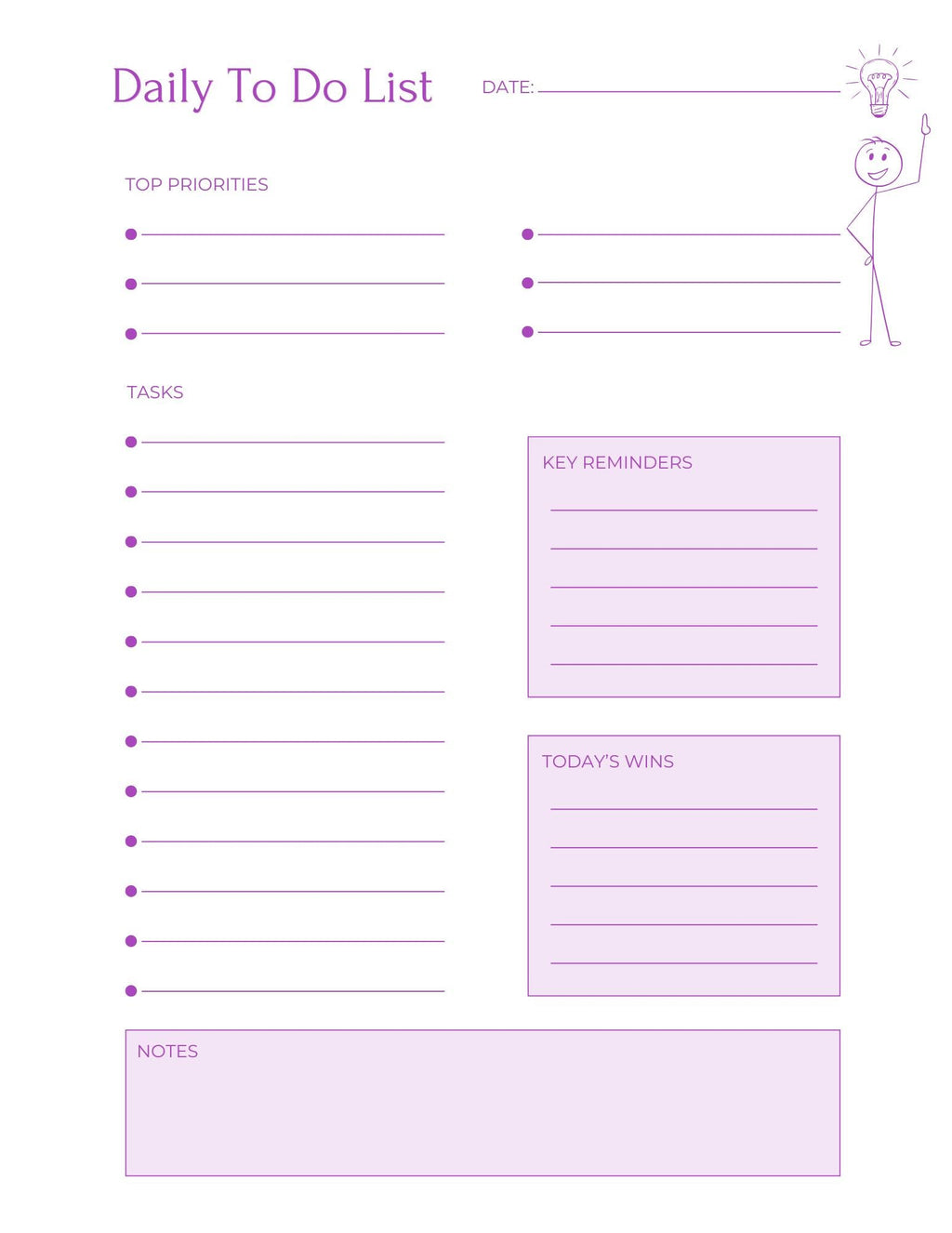 Lavender Minimalist Daily Planner Printable Bundle | To Do List Designs