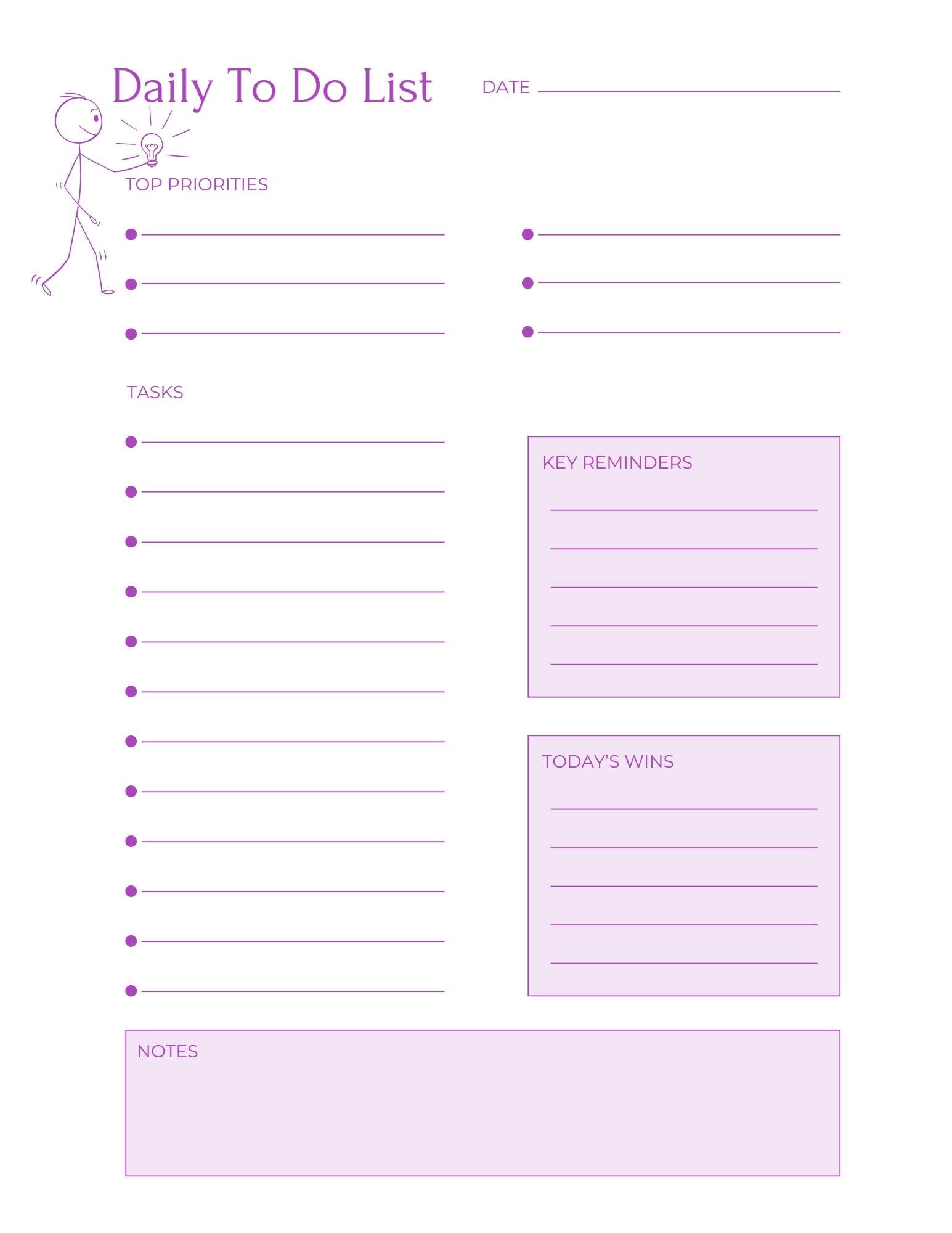 Lavender Minimalist Daily Planner Printable Bundle | To Do List Designs