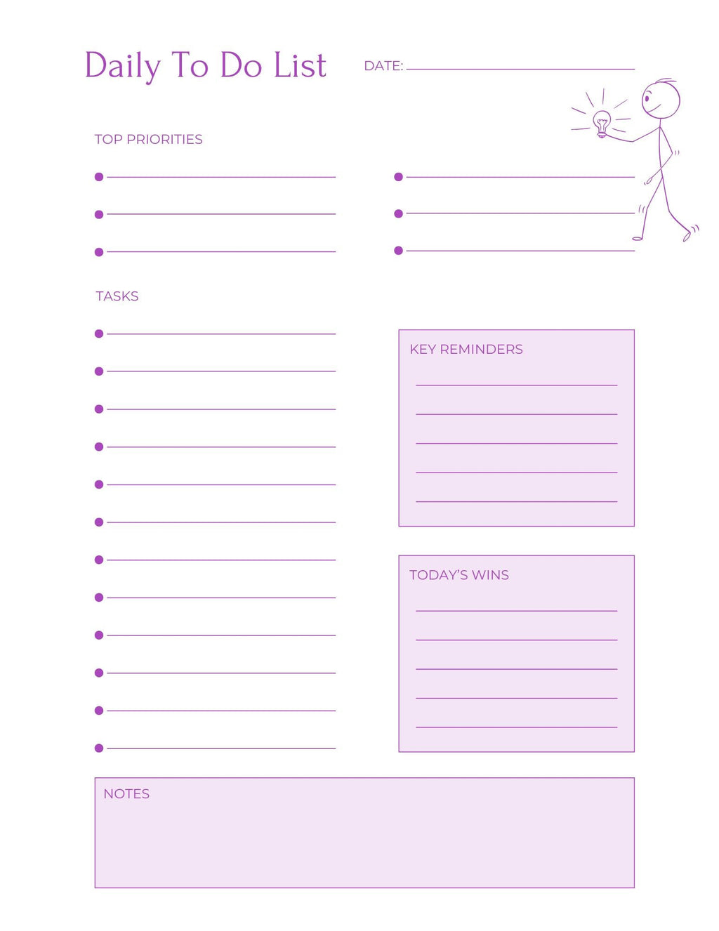 Lavender Minimalist Daily Planner Printable Bundle | To Do List Designs