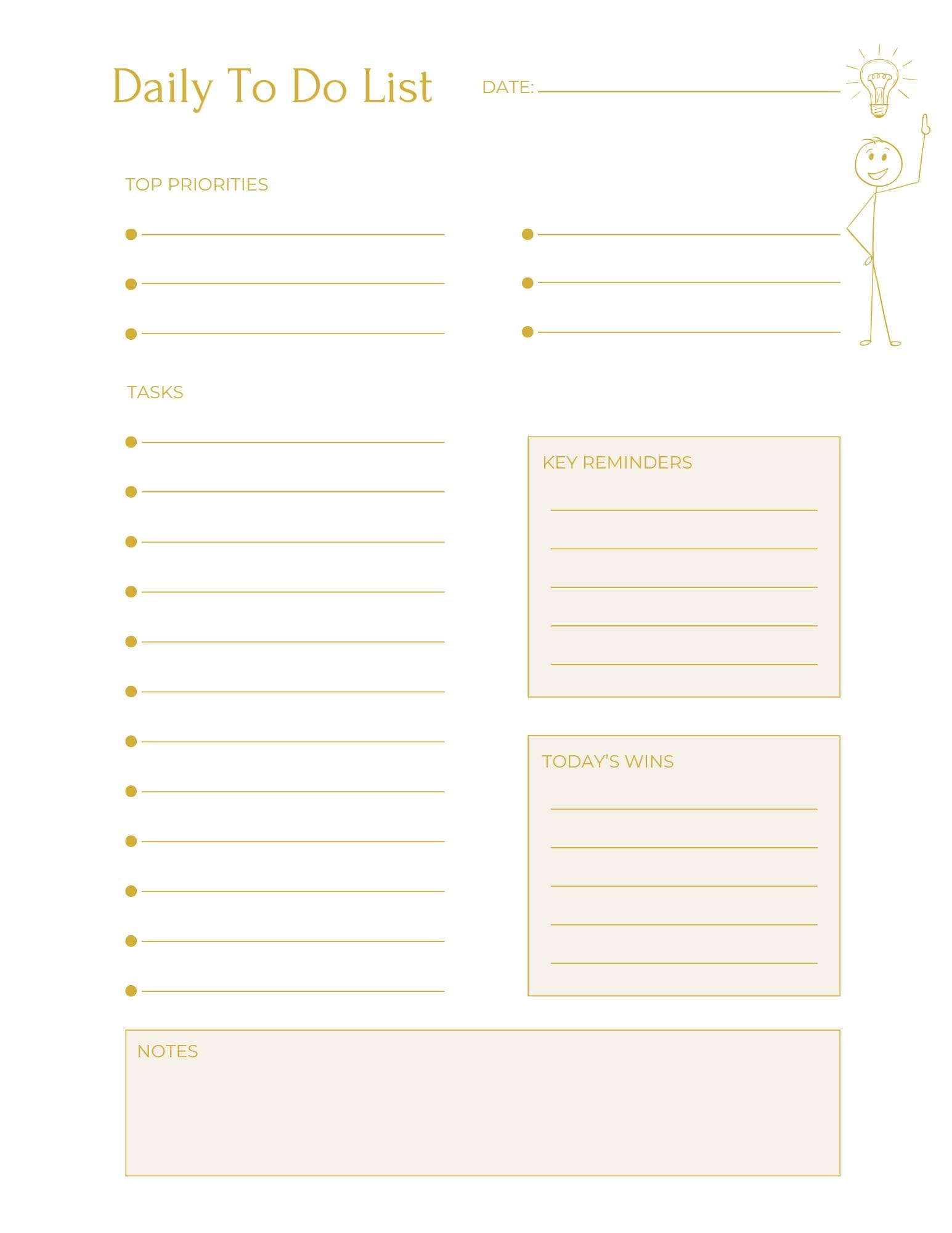 Gold Minimalist Daily Planner Printable Bundle | To Do List Designs