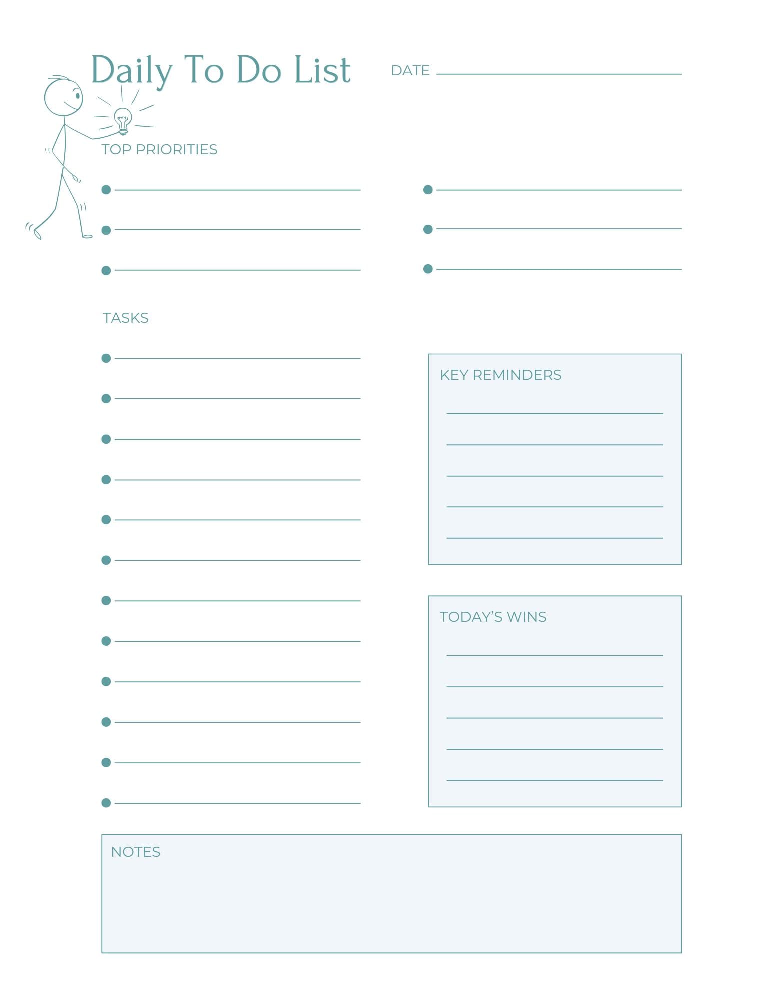 Teal Minimalist Daily Planner Printable Bundle | To Do List Designs