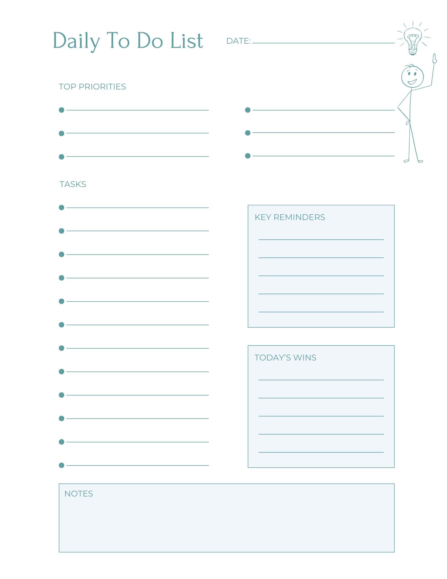 Teal Minimalist Daily Planner Printable Bundle | To Do List Designs