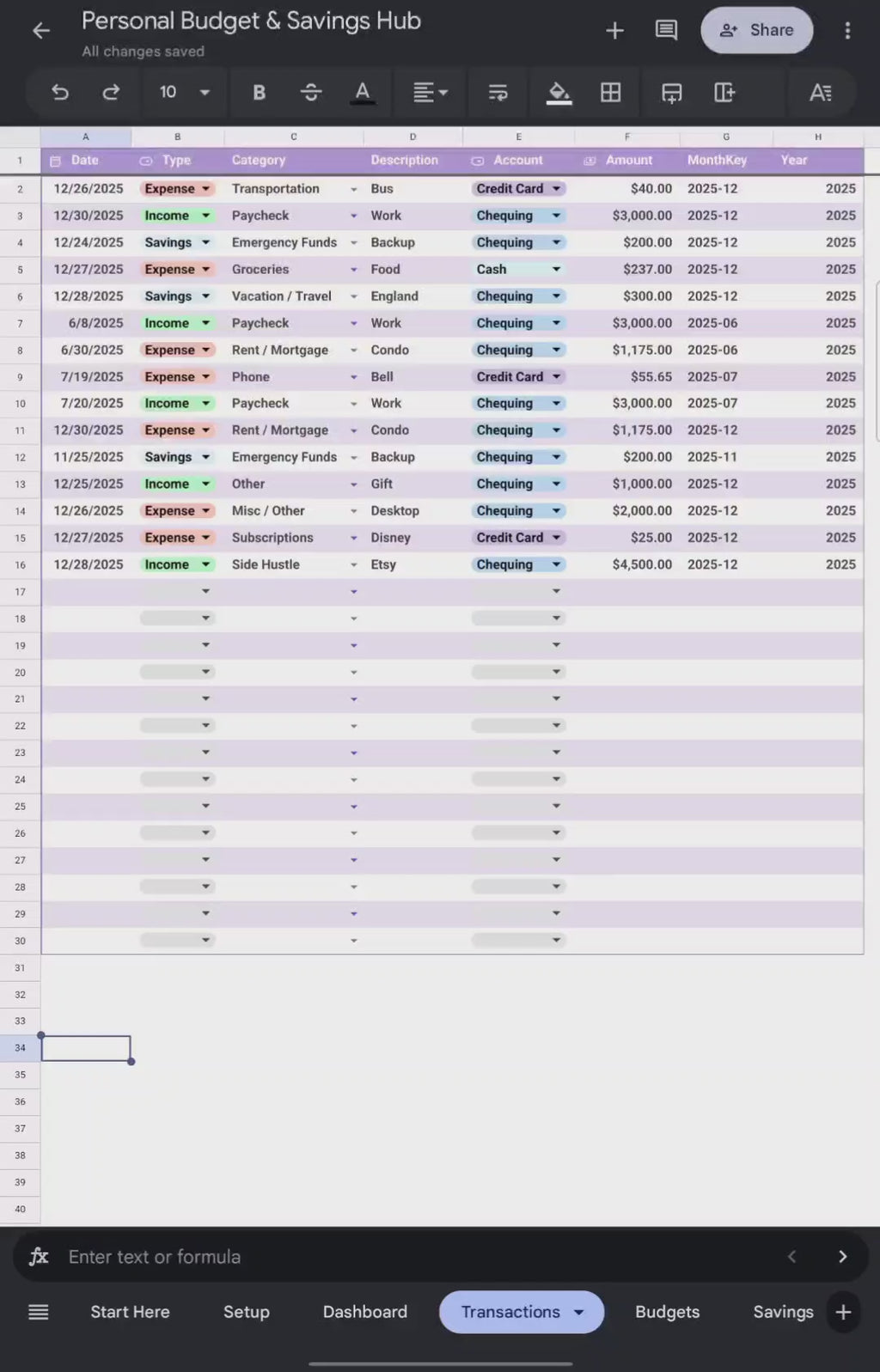 Personal Budget Tracker & Savings Planner | Google Sheets Finance Dashboard